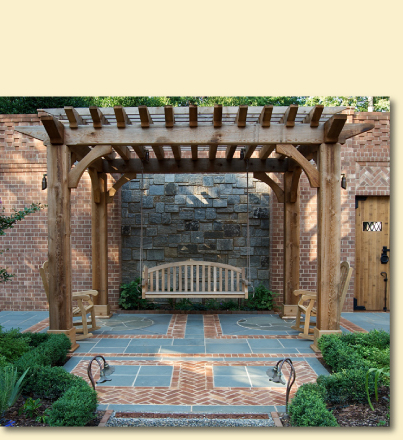 photographs of outdoor living spaces designed by Tom Hunter